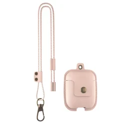 Woodcessories - AirCase - Premium AirPod Leather Necklace Eco Case - Nude Rose - QI Wireless Charging Technology - High Quality - Avvenice