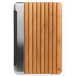Woodcessories - Cherry / Silver Metal / Leather / Transclucent Hardcover - iPad Mini 1-3 - Flip Case - Eco Guard Metal & Wood - Avvenice