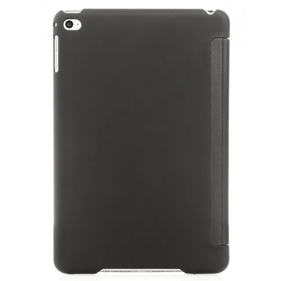 Woodcessories - Cherry / Silver Metal / Leather / Black Hardcover - iPad Mini 4 - Flip Case - Eco Guard Metal & Wood - Avvenice