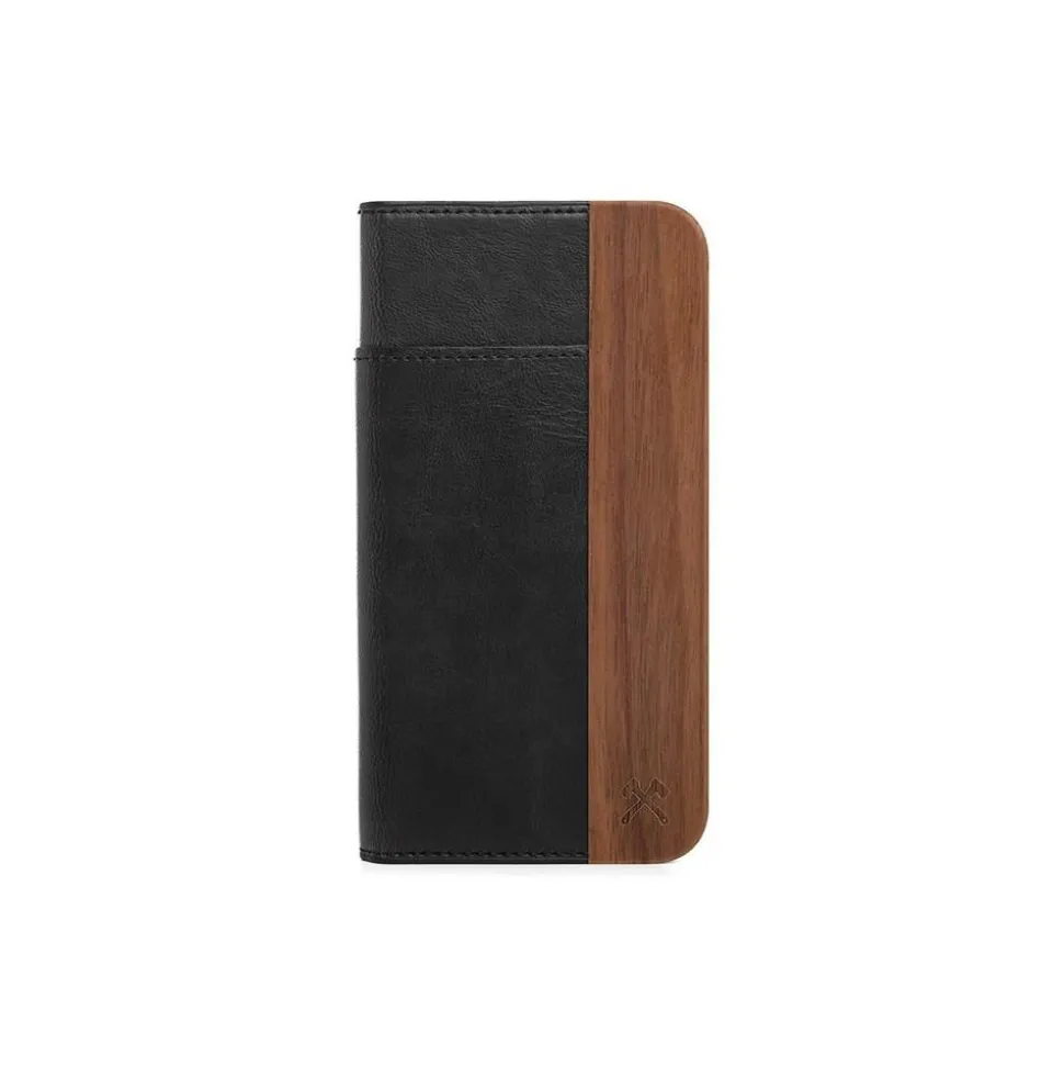 Woodcessories - Eco Wallet Flip Cover - Real Wood and Leather - Rich Walnut - iPhone X / XS - Eco Case - Flip Collection - Avvenice