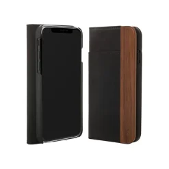 Woodcessories - Eco Wallet Flip Cover - Real Wood and Leather - Rich Walnut - iPhone X / XS - Eco Case - Flip Collection - Avvenice