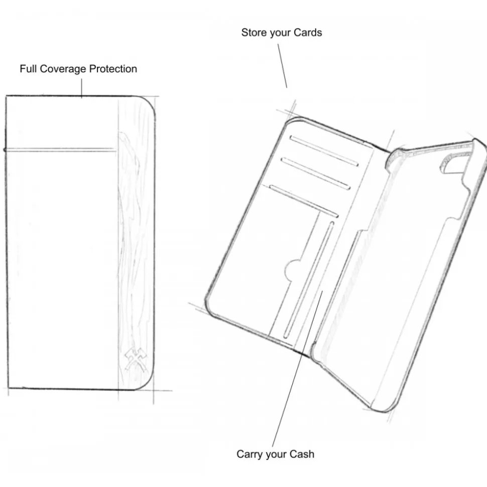 Woodcessories - Eco Wallet Flip Cover - Real Wood and Leather - Rich Walnut - iPhone X / XS - Eco Case - Flip Collection - Avvenice