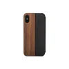 Woodcessories - Eco Wallet Flip Cover - Real Wood and Leather - Walnut - iPhone X / XS - Eco Case - Flip Collection - Avvenice