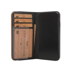 Woodcessories - Eco Wallet Flip Cover - Real Wood and Leather - Rich Walnut - iPhone 8 Plus / 7 Plus - Eco Case - Avvenice