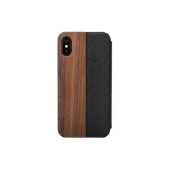Woodcessories - Eco Wallet Flip Cover - Real Wood and Leather - Walnut - iPhone XS Max - Eco Case - Flip Collection - Avvenice
