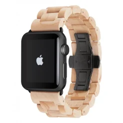 Woodcessories - Maple / Black - Wooden Apple Watch Band 42 mm - Eco Strap - Stainless Steel - Wooden Apple Watch Strap - Avvenice