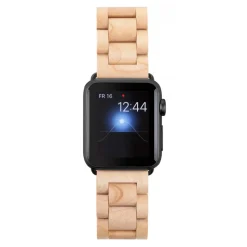 Woodcessories - Maple / Black - Wooden Apple Watch Band 42 mm - Eco Strap - Stainless Steel - Wooden Apple Watch Strap - Avvenice