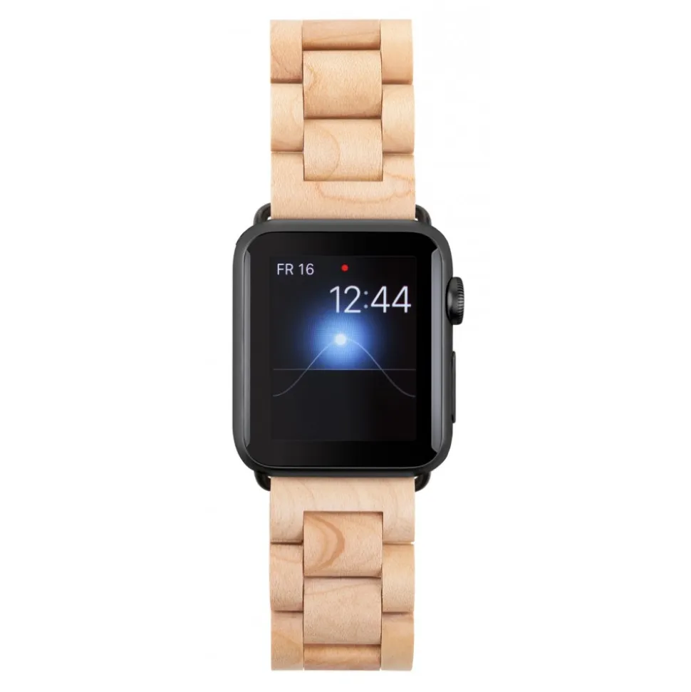 Woodcessories - Maple / Black - Wooden Apple Watch Band 38 mm - Eco Strap - Stainless Steel - Wooden Apple Watch Strap - Avvenice