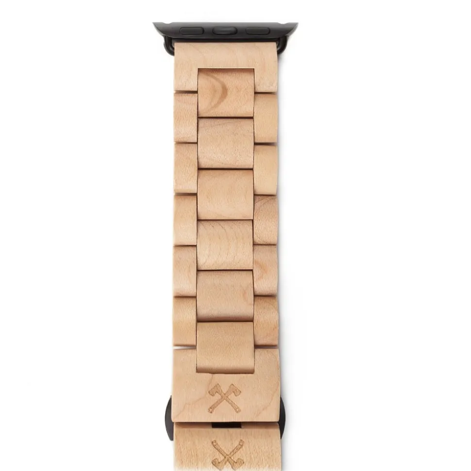 Woodcessories - Maple / Black - Wooden Apple Watch Band 38 mm - Eco Strap - Stainless Steel - Wooden Apple Watch Strap - Avvenice