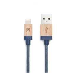 Woodcessories - Maple / Blue Navy - Wooden Mfi Lightning Cable 1.2 m - Eco Cable - Wooden Apple USB Lighting Cable - Avvenice