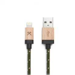 Woodcessories - Maple / Green / Brown - Wooden Mfi Lightning Cable 1.2 m - Eco Cable - Wooden Apple USB Lighting Cable - Avvenice