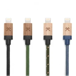 Woodcessories - Maple / Green / Brown - Wooden Mfi Lightning Cable 1.2 m - Eco Cable - Wooden Apple USB Lighting Cable - Avvenice