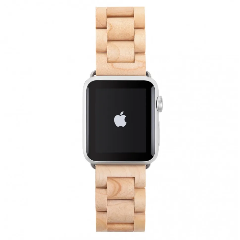 Woodcessories - Maple / Silver - Wooden Apple Watch Band 42 mm - Eco Strap - Stainless Steel - Wooden Apple Watch Strap - Avvenice