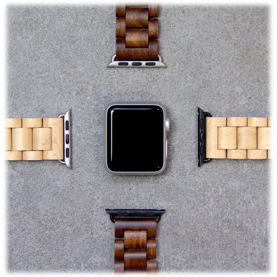 Woodcessories - Maple / Silver - Wooden Apple Watch Band 42 mm - Eco Strap - Stainless Steel - Wooden Apple Watch Strap - Avvenice