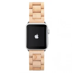 Woodcessories - Maple / Silver - Wooden Apple Watch Band 38 mm - Eco Strap - Stainless Steel - Wooden Apple Watch Strap - Avvenice