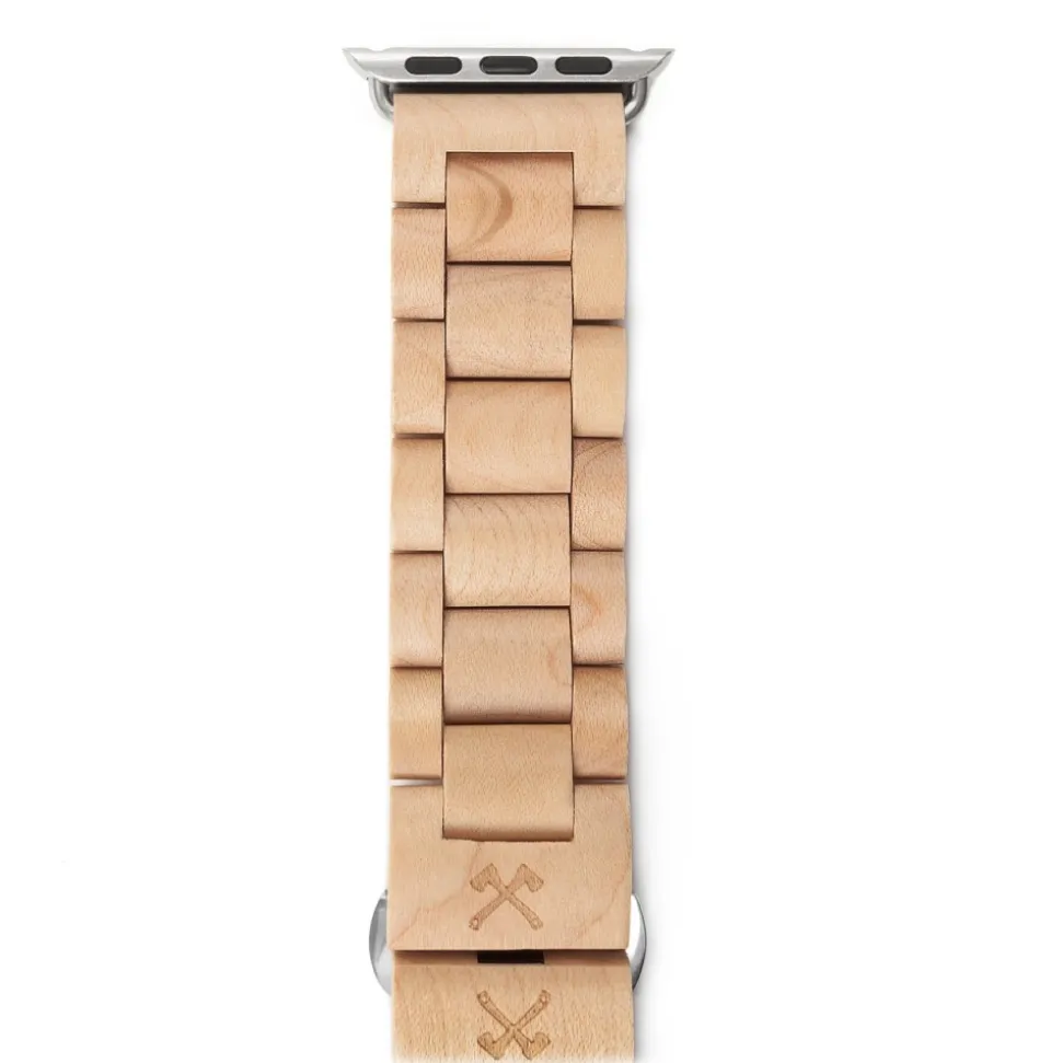 Woodcessories - Maple / Silver - Wooden Apple Watch Band 38 mm - Eco Strap - Stainless Steel - Wooden Apple Watch Strap - Avvenice