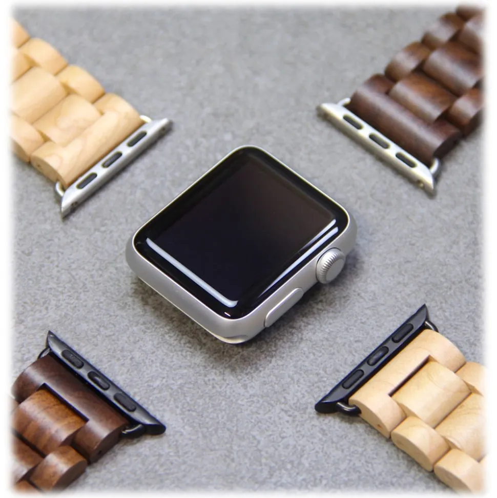 Woodcessories - Maple / Silver - Wooden Apple Watch Band 38 mm - Eco Strap - Stainless Steel - Wooden Apple Watch Strap - Avvenice