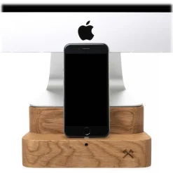 Woodcessories - Oak / Premium Wooden iMac Stand + iPhone - MacBook 27 - Eco Foot - Wooden MacBook Support - Avvenice