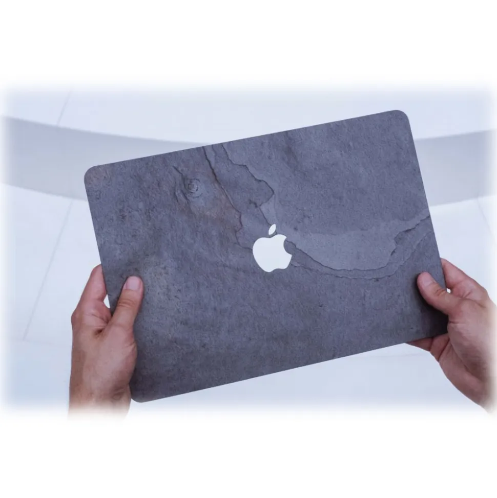Woodcessories - Real Stone MacBook Cover - Camo Gray - MacBook 13 Pro Retina - Eco Skin Stone - Apple Logo - Avvenice