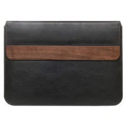 Woodcessories - Walnut / Black Leather / MacBook Bag - MacBook 15 Pro - Eco Pouch Case - Wooden MacBook Bag - Avvenice