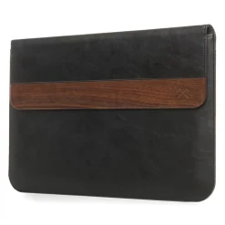 Woodcessories - Walnut / Black Leather / MacBook Bag - MacBook 15 Pro - Eco Pouch Case - Wooden MacBook Bag - Avvenice