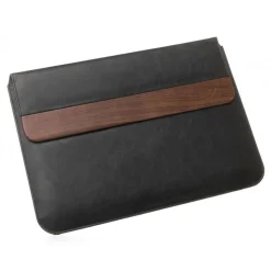 Woodcessories - Walnut / Black Leather / MacBook Bag - MacBook 13 Pro - Eco Pouch Case - Wooden MacBook Bag - Avvenice