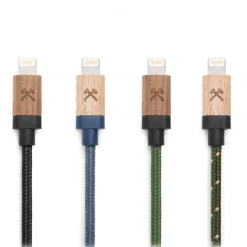 Woodcessories - Walnut / Black - Wooden Mfi Lightning Cable 1.2 m - Eco Cable - Wooden Apple USB Lighting Cable - Avvenice