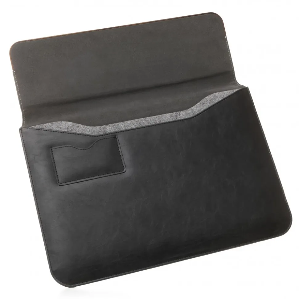 Woodcessories - Walnut / Black Leather / MacBook Bag - MacBook 13 Air - Eco Pouch Case - Wooden MacBook Bag - Avvenice