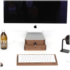 Woodcessories - Walnut / Premium Wooden iMac Stand + iPhone - MacBook 27 - Eco Foot - Wooden MacBook Support - Avvenice