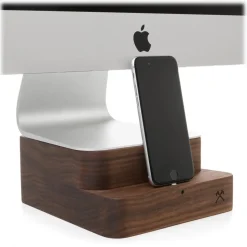 Woodcessories - Walnut / Premium Wooden iMac Stand + iPhone - MacBook 21,5 - Eco Foot - Wooden MacBook Support - Avvenice