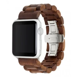 Woodcessories - Walnut / Silver - Wooden Apple Watch Band 38 mm - Eco Strap - Stainless Steel - Wooden Apple Watch Strap - Avvenice