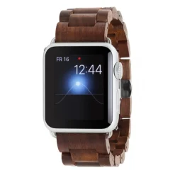 Woodcessories - Walnut / Silver - Wooden Apple Watch Band 42 mm - Eco Strap - Stainless Steel - Wooden Apple Watch Strap - Avvenice