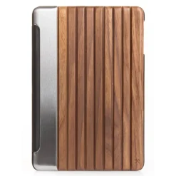 Woodcessories - Walnut / Silver Metal / Leather / Transclucent Hardcover - iPad Mini 4 - Flip Case - Eco Guard Metal & Wood - Avvenice