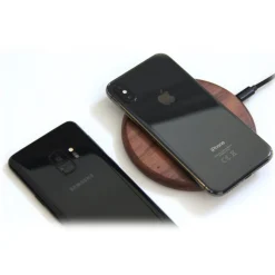 Woodcessories - Wireless Charging Station Dock Qi (10W) - Walnut - Real Wood Premium Eco Pad - iPhone - Apple - Samsung - Avvenice