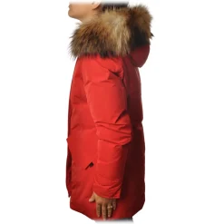 Woolrich - Arctic Parka with Hood and Contrasting Color Fur - Red - Jacket - Luxury Exclusive Collection - Avvenice