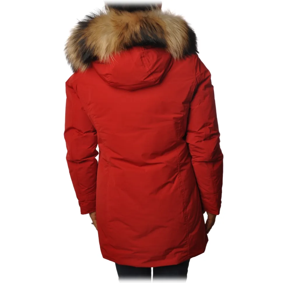 Woolrich - Arctic Parka with Hood and Contrasting Color Fur - Red - Jacket - Luxury Exclusive Collection - Avvenice