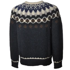 Woolrich - Crewneck Nap Wool Jacquard Sweater - Blue - Pullover - Luxury Exclusive Collection - Avvenice