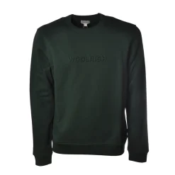 Woolrich - Crewneck Sweatshirt with Logo - Green - Luxury Exclusive Collection - Avvenice