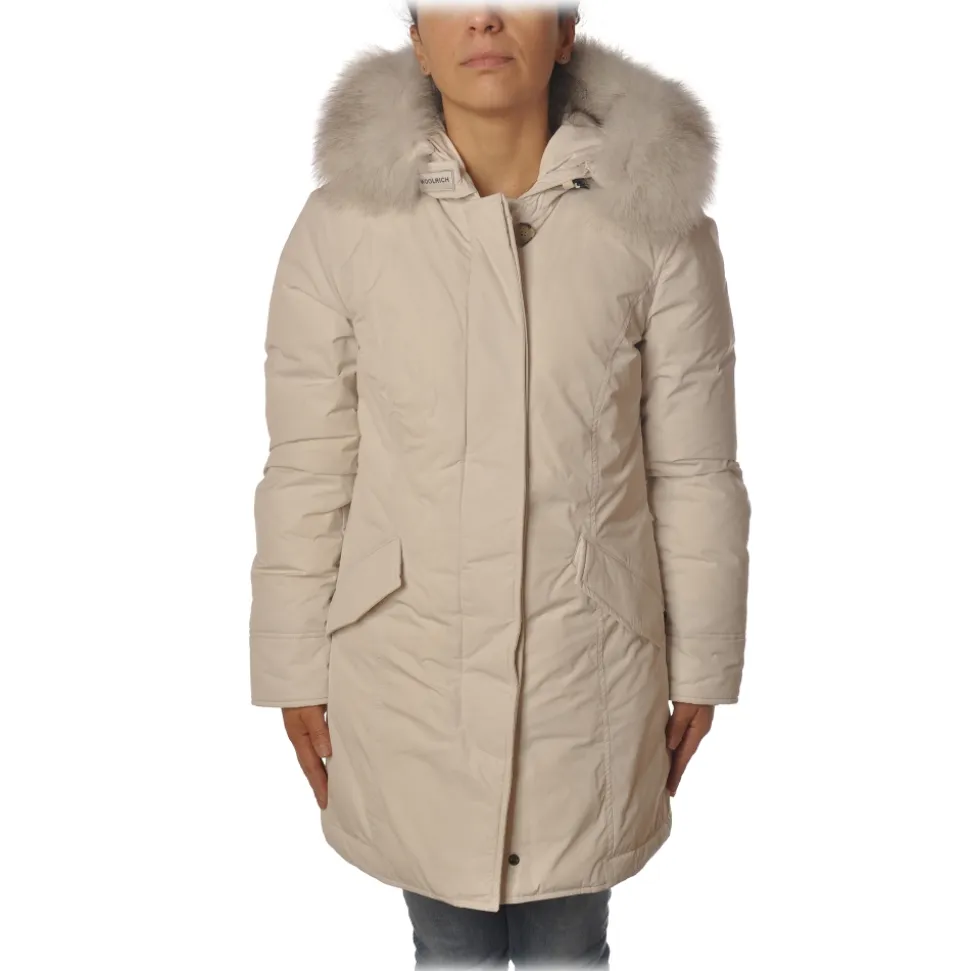 Woolrich - Fitted Down Jacket with Fox Fur Trimmed Hood - White - Jacket - Luxury Exclusive Collection - Avvenice