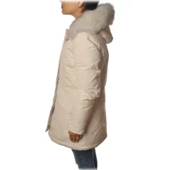 Woolrich - Fitted Down Jacket with Fox Fur Trimmed Hood - White - Jacket - Luxury Exclusive Collection - Avvenice