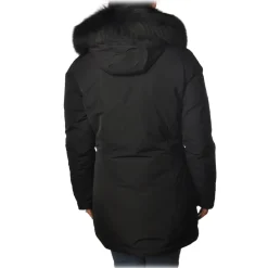 Woolrich - Fitted Down Jacket with Fox Fur Trimmed Hood - Black - Jacket - Luxury Exclusive Collection - Avvenice