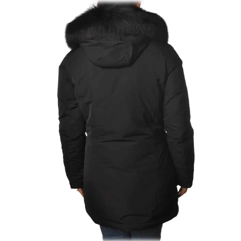 Woolrich - Fitted Down Jacket with Fox Fur Trimmed Hood - Black - Jacket - Luxury Exclusive Collection - Avvenice