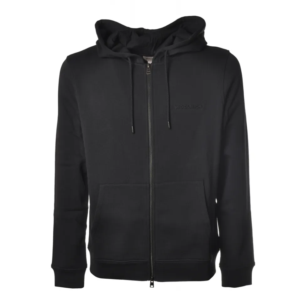 Woolrich - Hooded Sweatshirt with Logo - Blue - Luxury Exclusive Collection - Avvenice