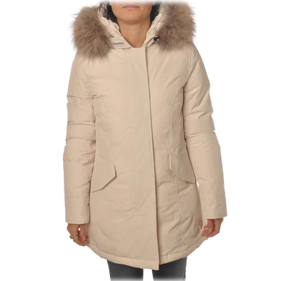 Woolrich - Hooded Waisted Down Jacket - Cream - Jacket - Luxury Exclusive Collection - Avvenice