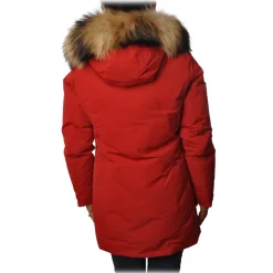 Woolrich - Jacket in Shiny Material with Fur-Trimmed Hood - Red - Jacket - Luxury Exclusive Collection - Avvenice