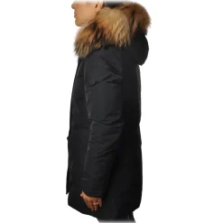 Woolrich - Jacket in Shiny Material with Fur-Trimmed Hood - Blue - Jacket - Luxury Exclusive Collection - Avvenice