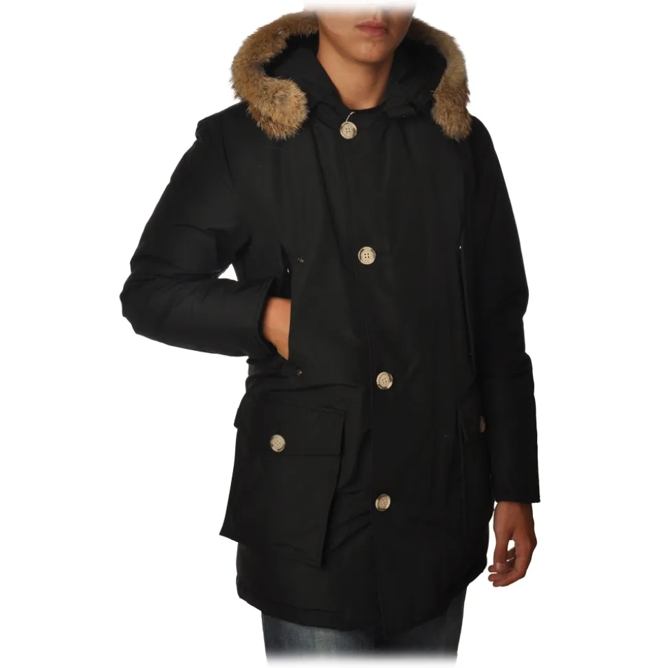 Woolrich - Long Artic Parka DF with Fur-trimmed Hood- Black - Jacket - Luxury Exclusive Collection - Avvenice