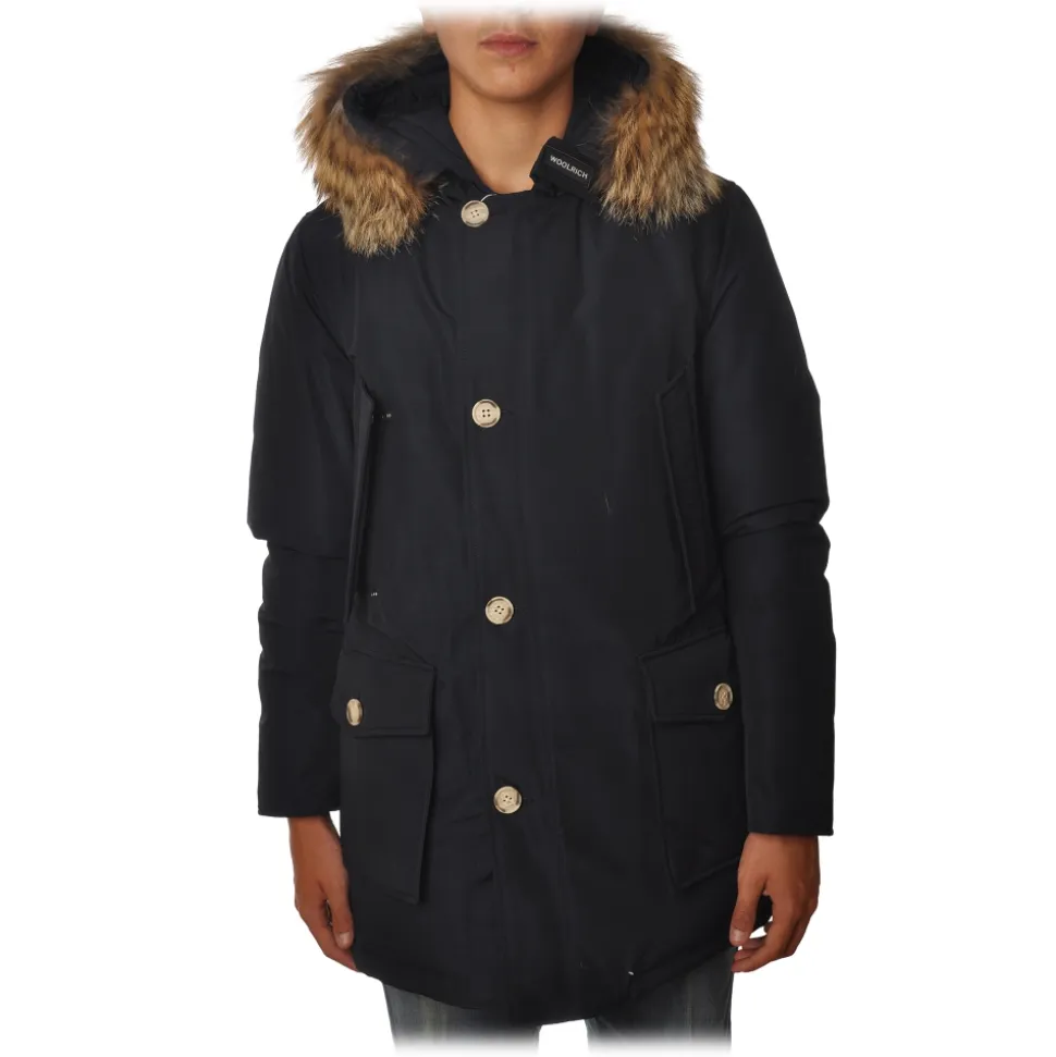 Woolrich - Long Artic Parka DF with Fur-trimmed Hood- Navy Blue - Jacket - Luxury Exclusive Collection - Avvenice