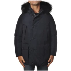 Woolrich - Parka Jacket with Hood and Fox Fur - Blue - Jacket - Luxury Exclusive Collection - Avvenice