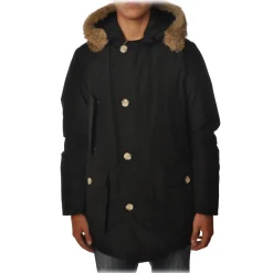 Woolrich - Parka with Hood and Contrast Buttons  - Black - Jacket - Luxury Exclusive Collection - Avvenice